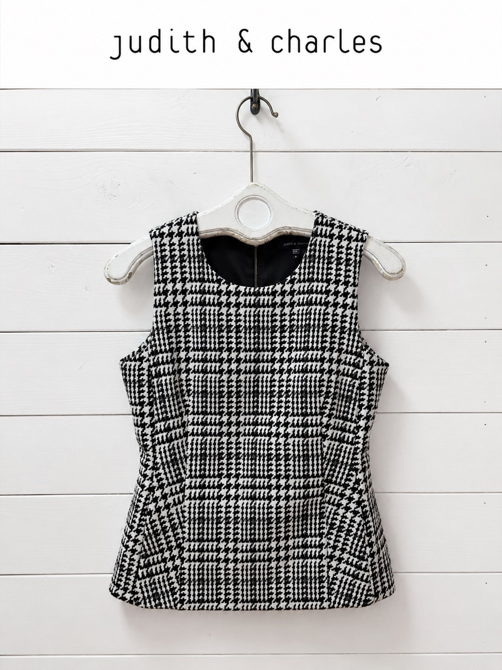 Judith & Charles Houndstooth Wool Blend Sleeveless Top Size 8